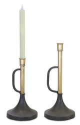 Metal trumpet taper candle holder (set of 2)