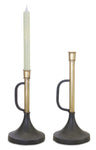 Metal trumpet taper candle holder (set of 2)