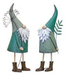 Iron Metal Standing Garden Gnome with Flower (Set of 2)