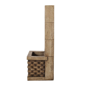 35.25' High Hand Crafted Weather Resistant Floor Fountain with Light Light Brown