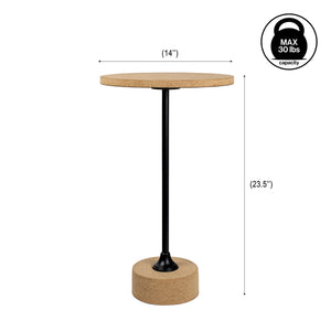 Calix Contemporary Minimalist Metal/Cork Round End Table