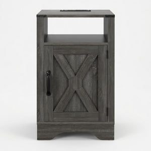 Farmhouse Nightstand, Charging Station & Storage