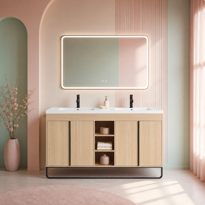 60" Freestanding Bathroom Vanity With Resin Double Sink