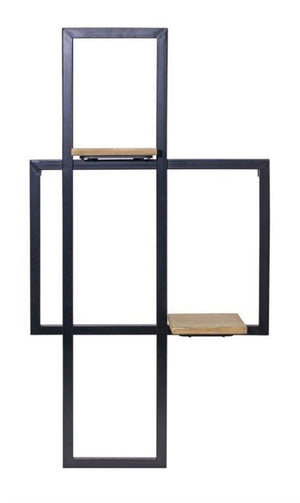 Iron Metal Wall Hanging with Wood Shelves 33.5"H