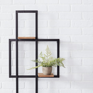 Iron Metal Wall Hanging with Wood Shelves 33.5"H