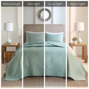 3 Piece Reversible Bedspread Set Seafoam King/Cal King