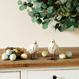 Bird figurine with carved floral design (set of 2)