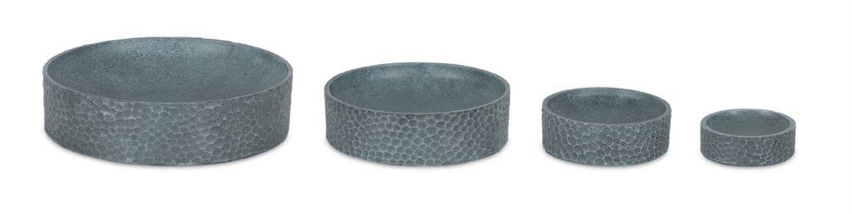 Round hammered stone planter (set of 4)