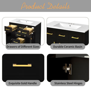 Bathroom Vanity With Sink Combo Set, Modern Bathroom Cabinet With 4 Drawers