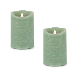 Green-simplux-led-designer-wax-candle-with-remote-(set-of-2)-Candles