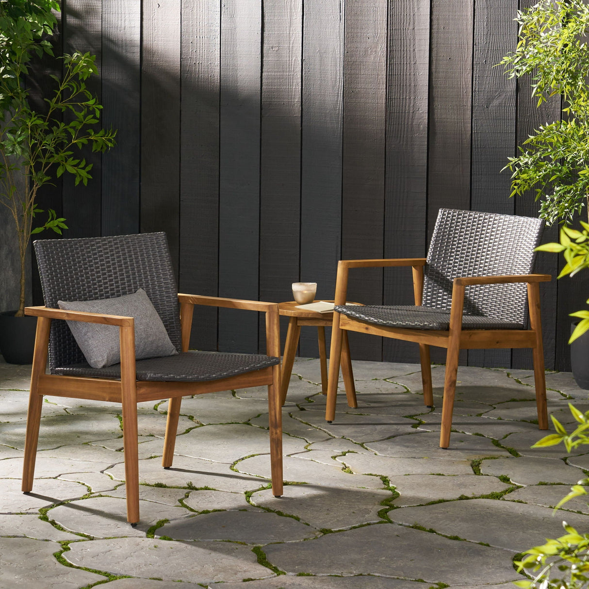 Tranquilize Outdoor Wooden Club Chair Set - Light Brown