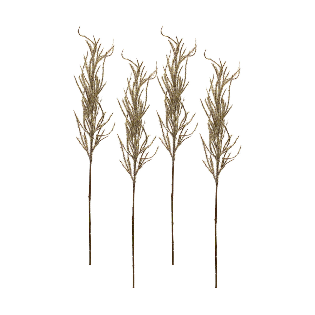 Flocked beige pampas grass spray (set of 4)