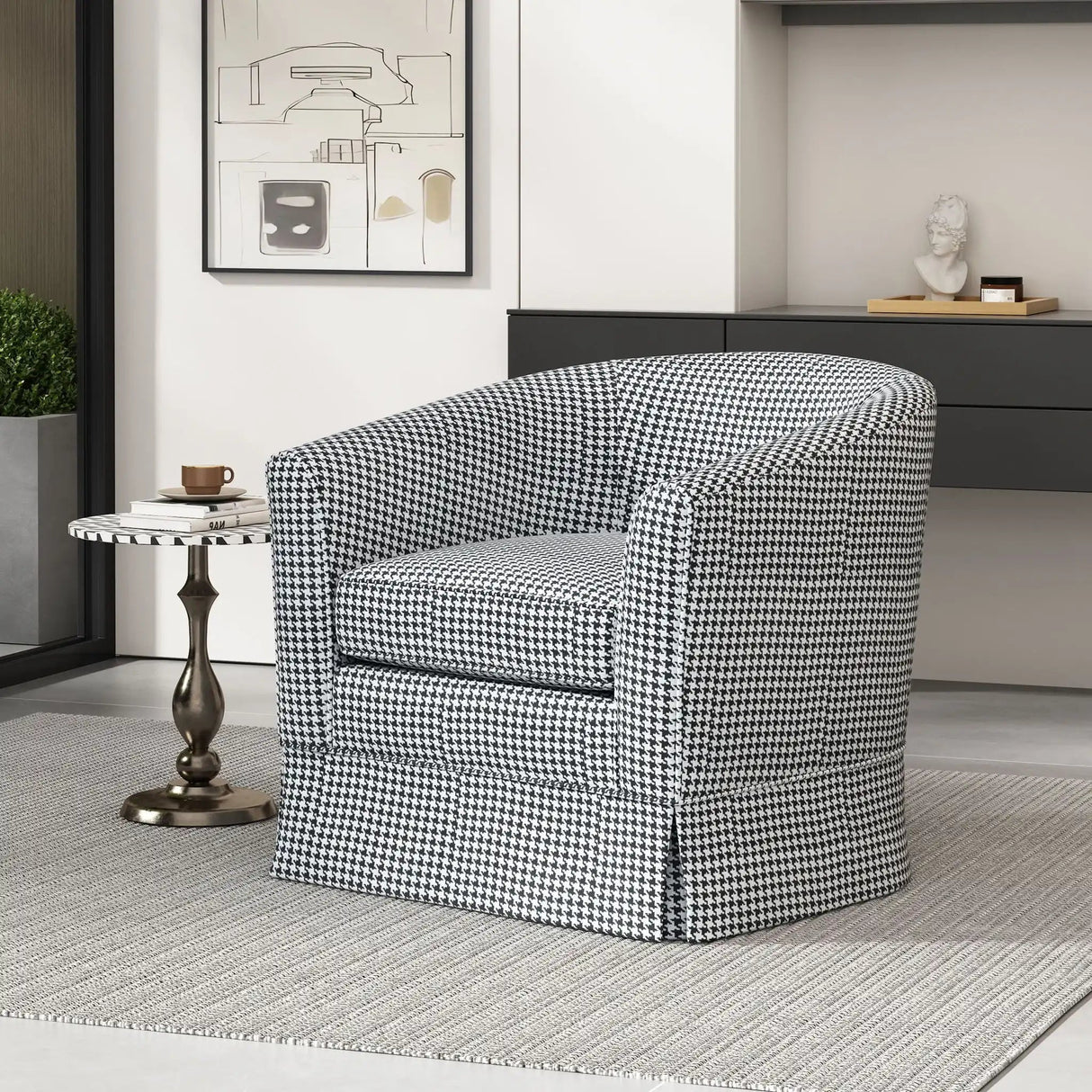 Zeniqua Upholstered Swivel Chair With Loose Cover