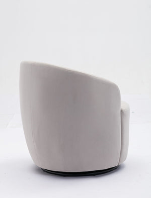 Swivel Accent Armchair Barrel Chair With Powder Coating Metal Ring