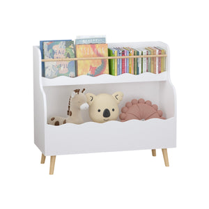 Kids Bookcase, Children Book Organizer Toy Storage Cabinet - White