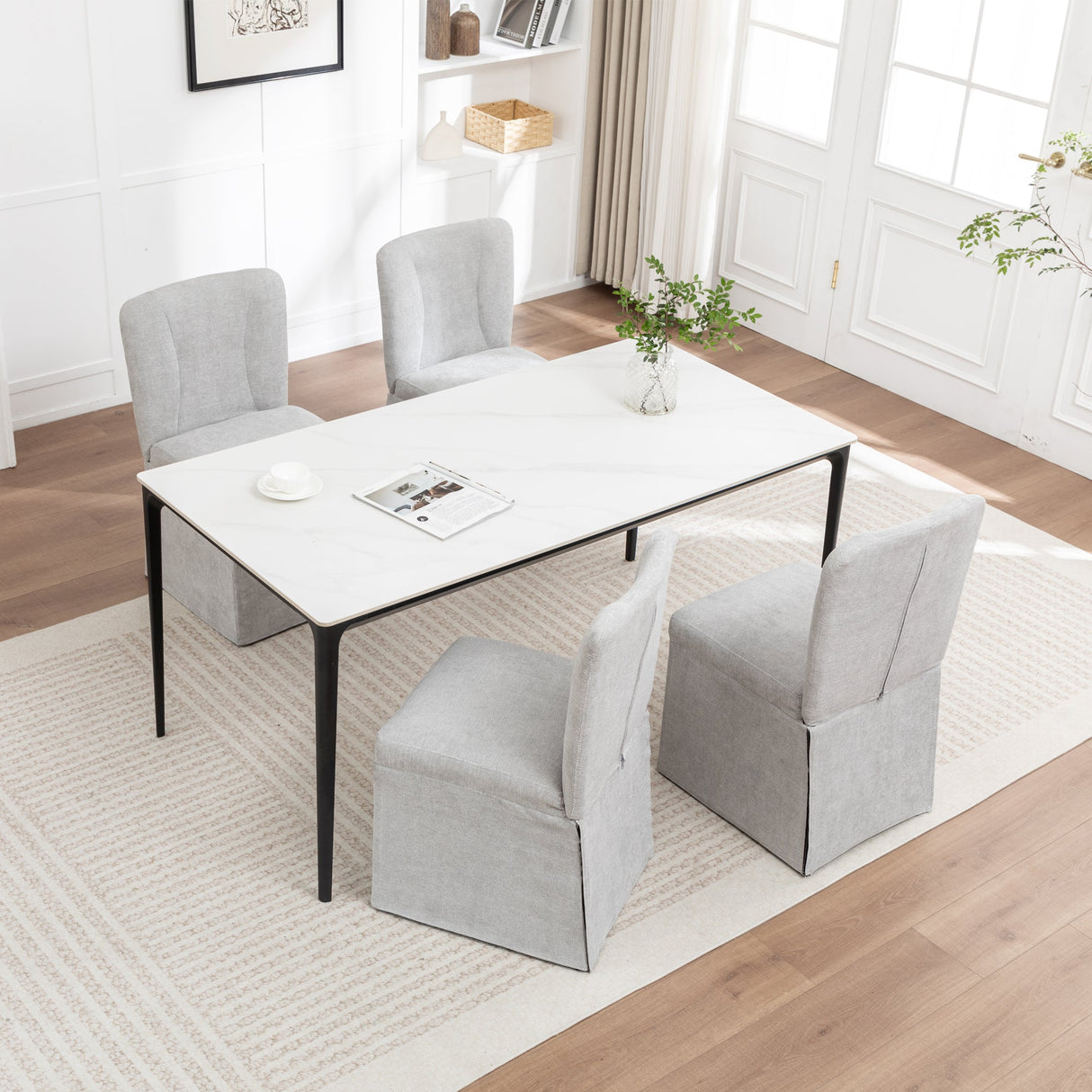 Linen Dining Chairs - Modern Fabric Side Chairs for Dining Room