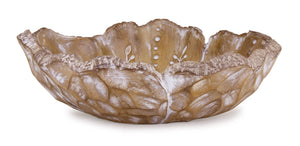 Carved Wood Design Flower Bowl 12.75"D