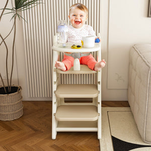 Multifunctional Growing Up Dining Chair With Adjustable Height And 5 Point Seat Belts