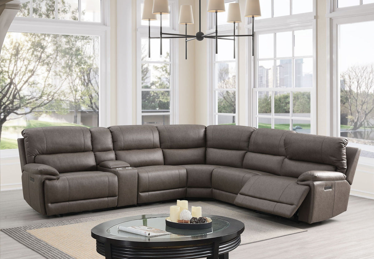 Kantu Synthetic Leather Motion Sectional Sofa - Brown