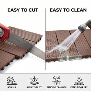 Plastic Interlocking Deck Tiles, 44 Pack 12"x12"