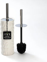 Chrome/White Faceted Ceramic Toilet Brush