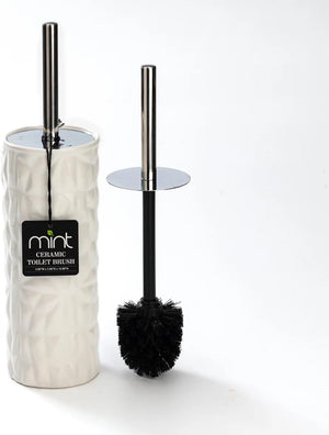 Chrome White Faceted Ceramic Toilet Brush