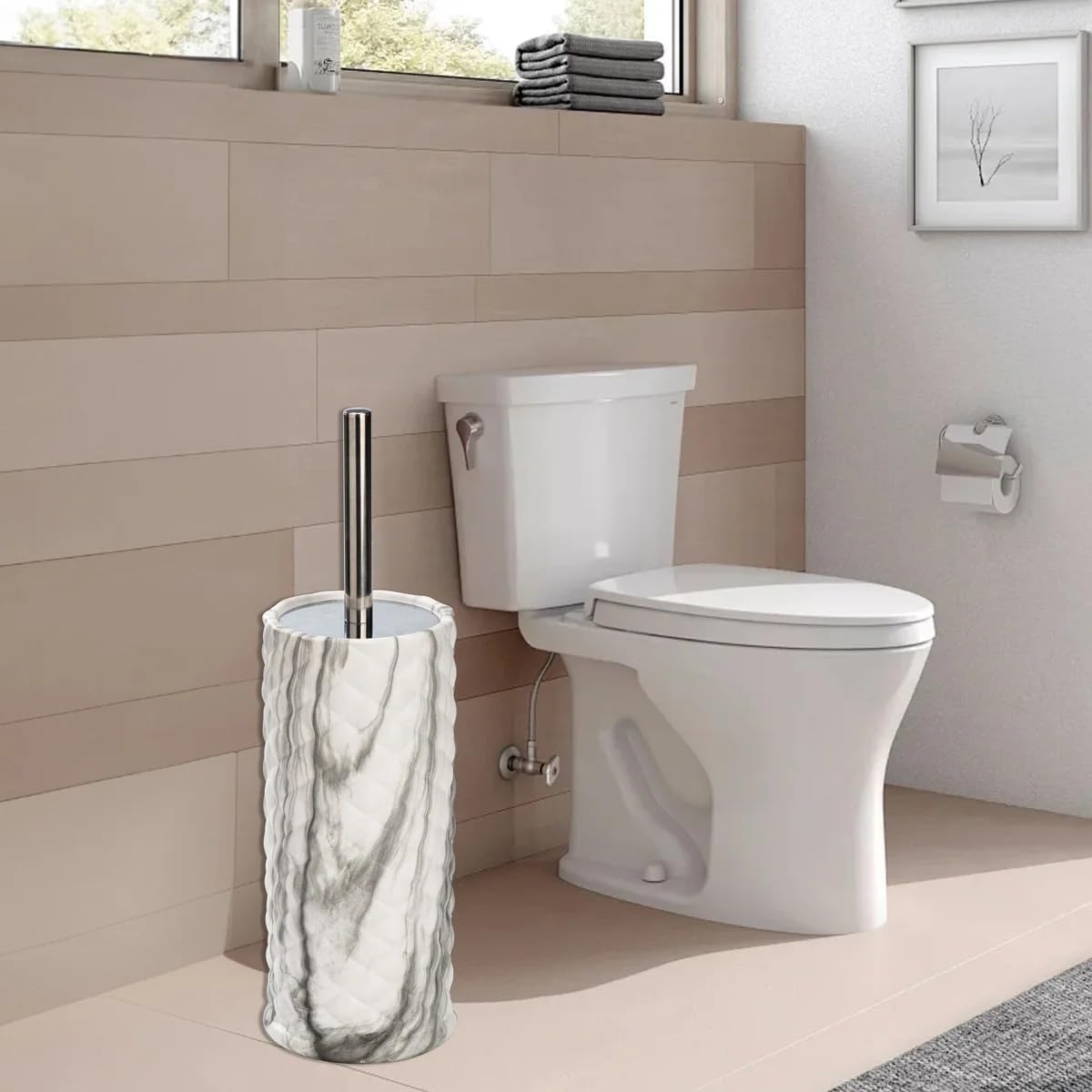 Chrome Marble Ceramic Toilet Brush