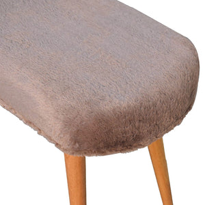 Solid Wood Faux Fur Fabric Bench, Upholstered, Nordic Legs