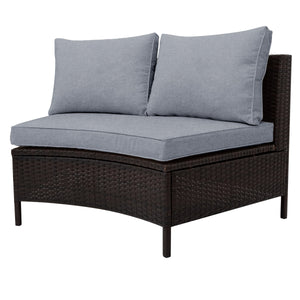 TOPMAX 5-Piece Gray PE Rattan Outdoor Patio Sofa Set