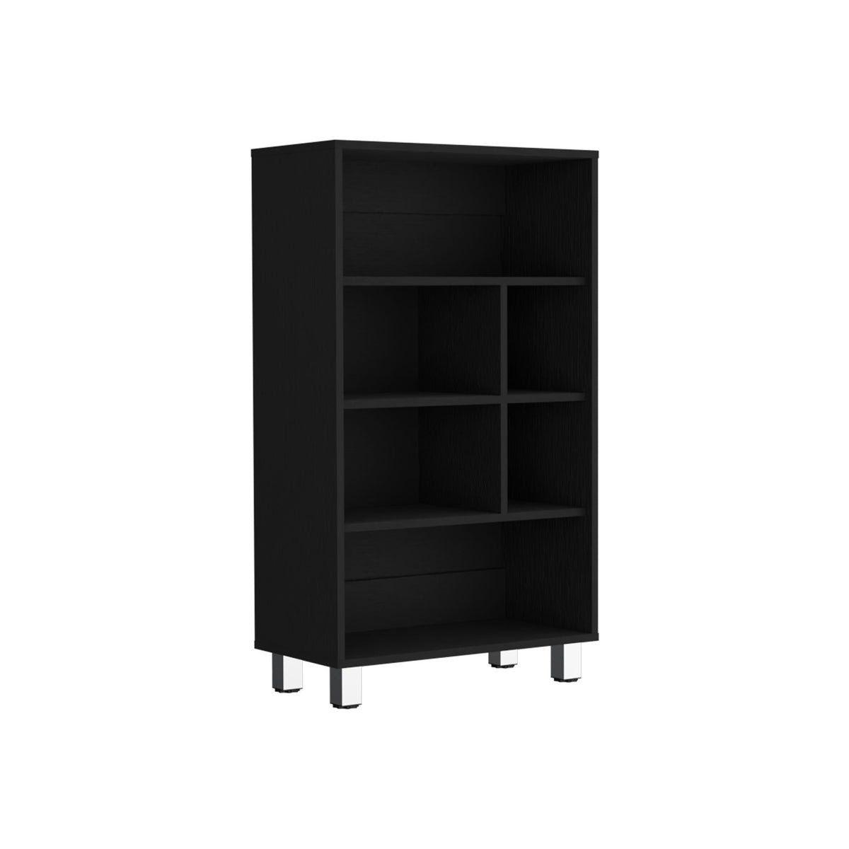 Bookcase, 6 Shelves, 4 Legs - Black
