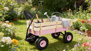 Outdoor Wagon All Terrain Pulling with Wood Railing