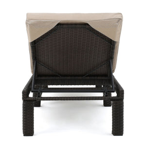 Puerta - Chaise Lounge Frame Cushion Outdoor Wicker Iron - Beige / Dark Brown