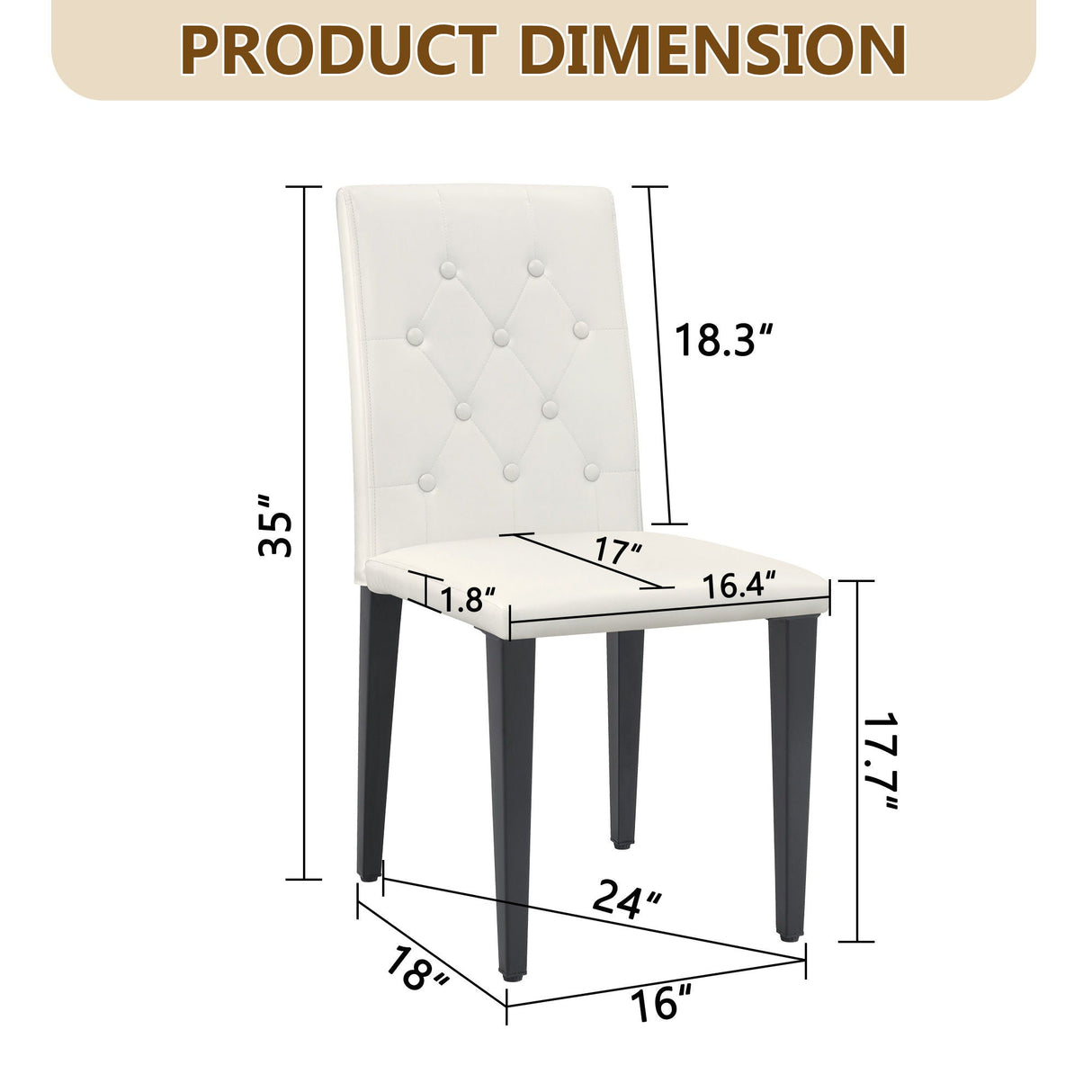 Dining Chairs with Ergonomic Buckle Backrest for Family Dining Rooms