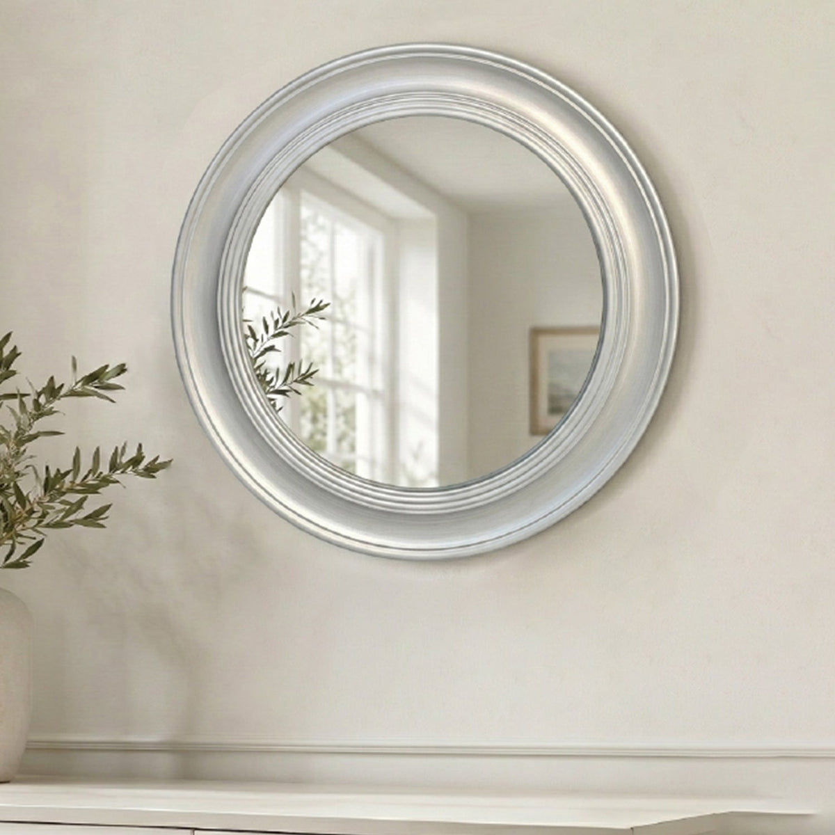 Vintage Round Wall Mirror, Brushed