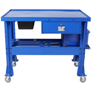 Mobile Tear Down Table with 3.5 Gallon Parts Washer and 110V Pump - Blue