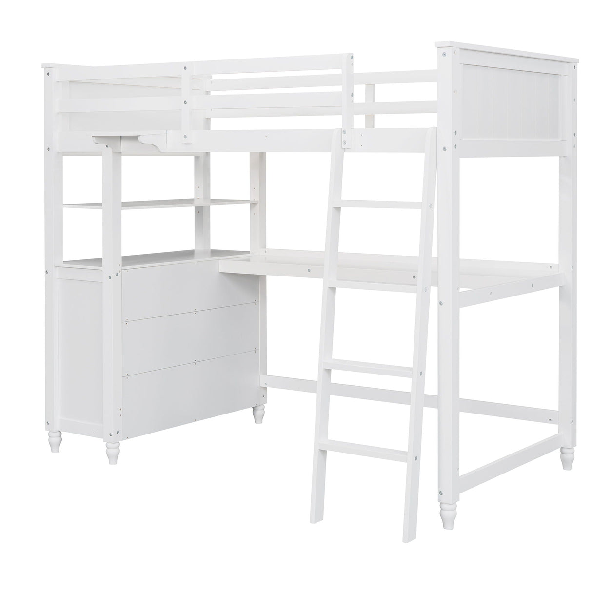 Loft Bed With Drawers With Desk And Shelves