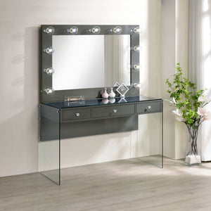 Afshan 3-drawer Vanity Set with Lighting Grey High Gloss