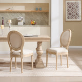 French Country Dining Chairs Set of 2 with Upholstered Round Back