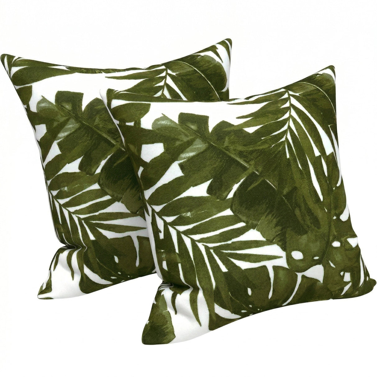 2 Pack Outdoor Throw Pillows, Waterproof & Fade-Resistant (18x18 Inch, Green Leaf)