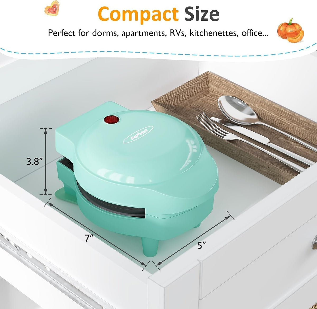 4" Kids Mini Waffle Maker - Waffle Iron with 6PCS Removable Plates