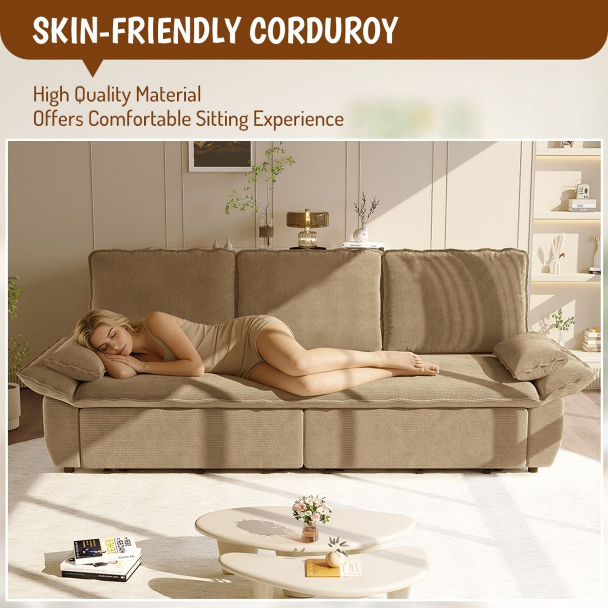 King Size Pull Out Sofa Bed, 3 In 1 Convertible Multifunctional