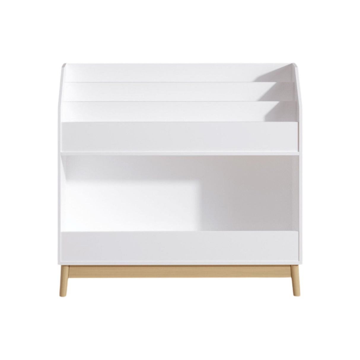 Bookcase Organizer With Storage, 3 Tier Toddler Book Display Shelf For Playroom - White
