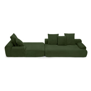 L-Shape Sectional Sofa, Modular Compressed Couch For Living Room Bedroom, 4 Seater - Green
