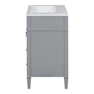 Bathroom Vanity With Top Sink, 2 Doors And 3 Drawers, Freestanding Set With Mirror Cabinet