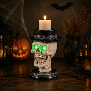 Halloween Skull Candle Holder with Glowing LED