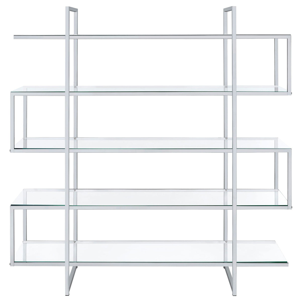 Elmer 63-inch 5-shelf Bookshelf Clear and Chrome