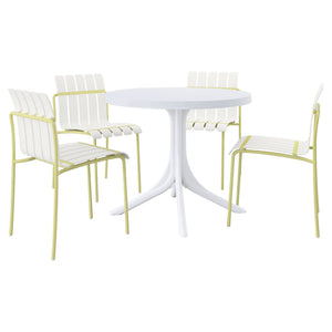 4 Piece Set Of Modern Color Block Designed Single Chairs With Round Table