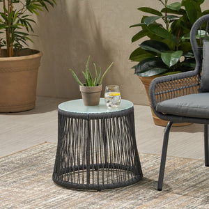 Boho Southport Side Table with Glass Top