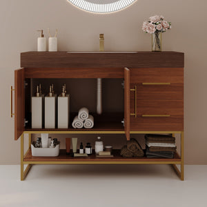 36" Modern Free-Standing Bathroom Vanity with Seamless Ceramic Sink