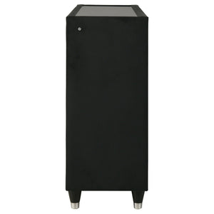 Ravenne 6-drawer Velvet Upholstered LED Dresser Cabinet Black